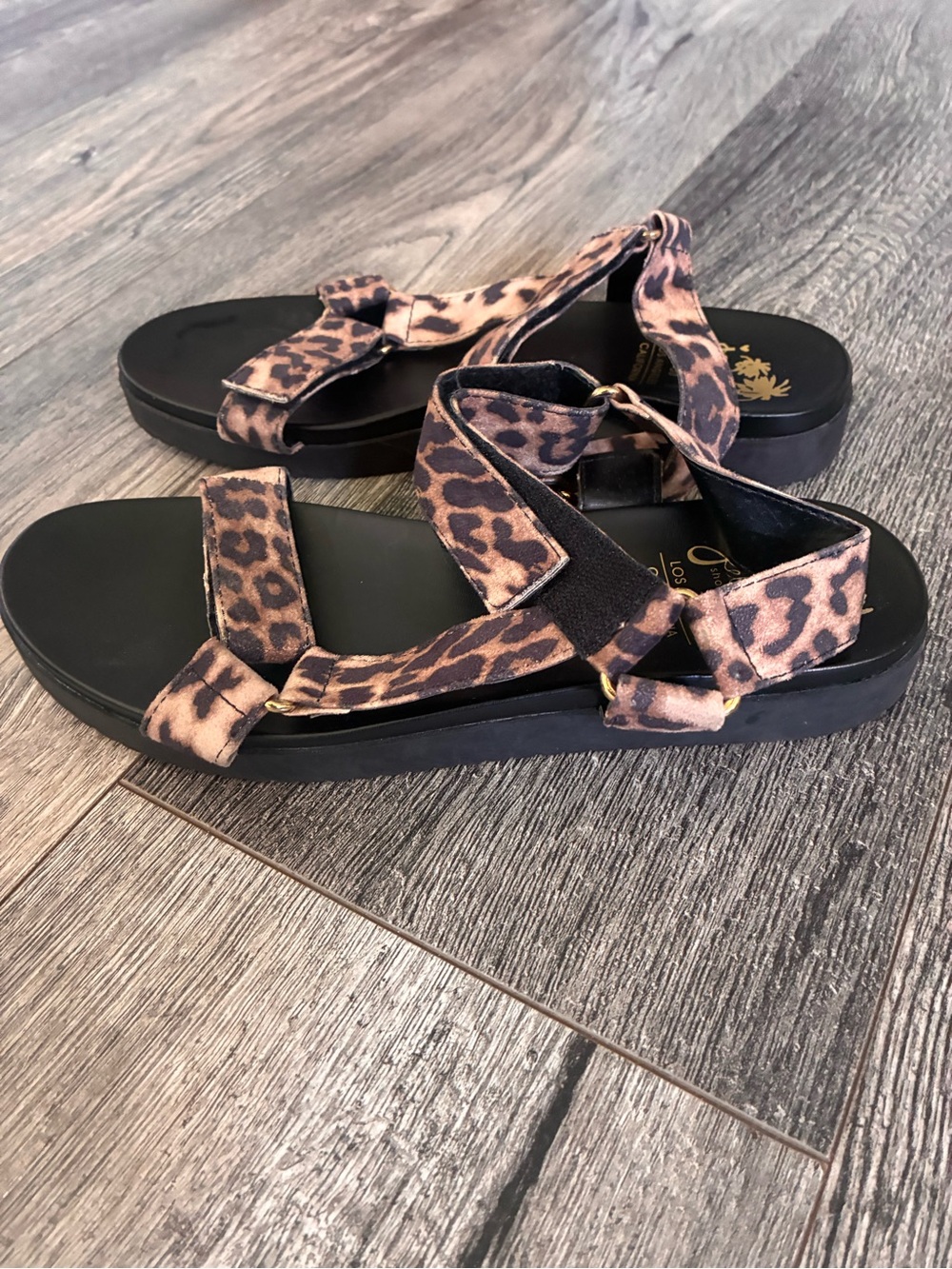 Jellypop Leopard Print Sport Sandals - Brown/Black
